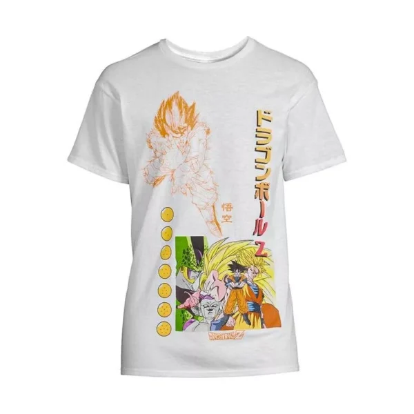 Dragon Ball Z Goku Transformation Graphic License T Shirt White Men s Small TS40052050
