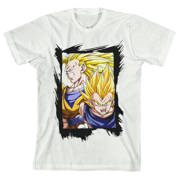 Dragon Ball Z Vegeta & Goku Saiyan Graphic Boy s White T Shirt XS TS40052157