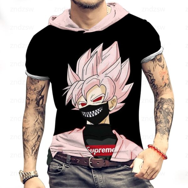 Essentials Men_s Goku Black Supreme Hooded T-Shirt Dragon Ball Z Streetwear – HD30052154