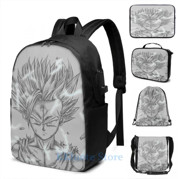 Funny Graphic Print Gohan SSJ2 Backpack with USB Charging BP40052058