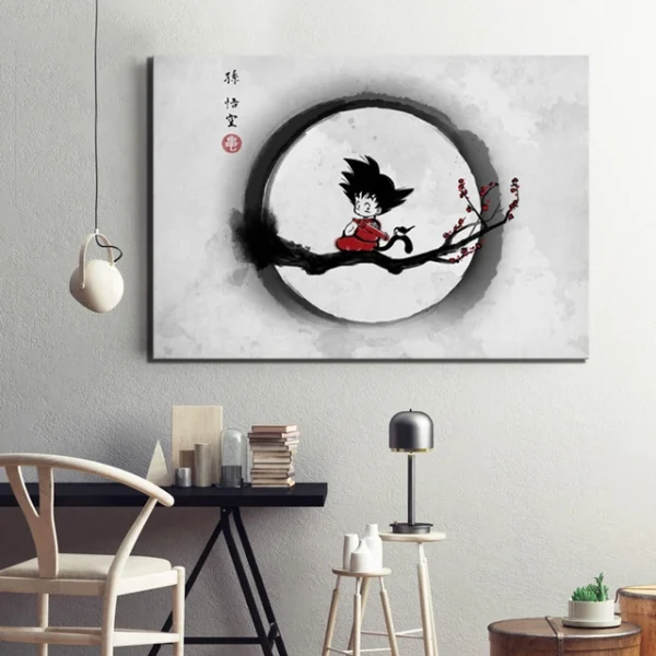 1 Piece Black White Wall Art Painting Goku Dragon Ball WA07062200