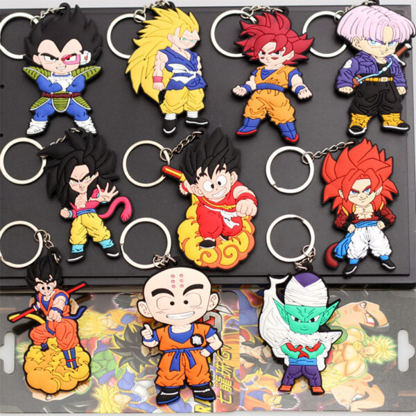 10 Style Dragon Ball Keychain Goku Figures Vegeta Broly Trunks Accessories Charms Keyring Pendant Holder Children For Toys Gifts KC07062386