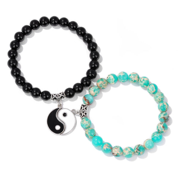 2Pcs Tai Chi Pendant Couple Bracelets For Women Men Yin & Yang Energy Balance Friendship Bracelet Yoga Fashion Lucky Jewelry JE06062048
