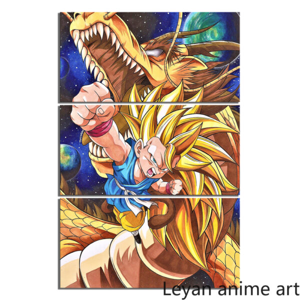 3 Piece Anime Poster SSJ3 Goku Wall Art PO11062146