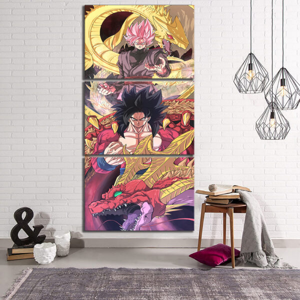 3 Piece Black Goku and Super Saiyan 4 Goku Animated Cartoon Dragon Ball Paintings on Canvas Wall Art for Home Decor No Frame WA07062253