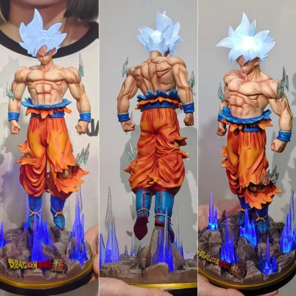 32cm Ultra Instinct Goku Figure Luminous PVC Keychain Collectible Model Statue Doll Toy Gifts KC07062342