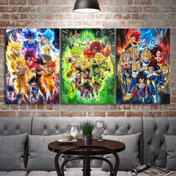 3pcs Goku N Vegeta Dragon Ball Super Anime Wall Picture Canvas Painting for Bedroom Decor No Frame Painting Gift WA07062226