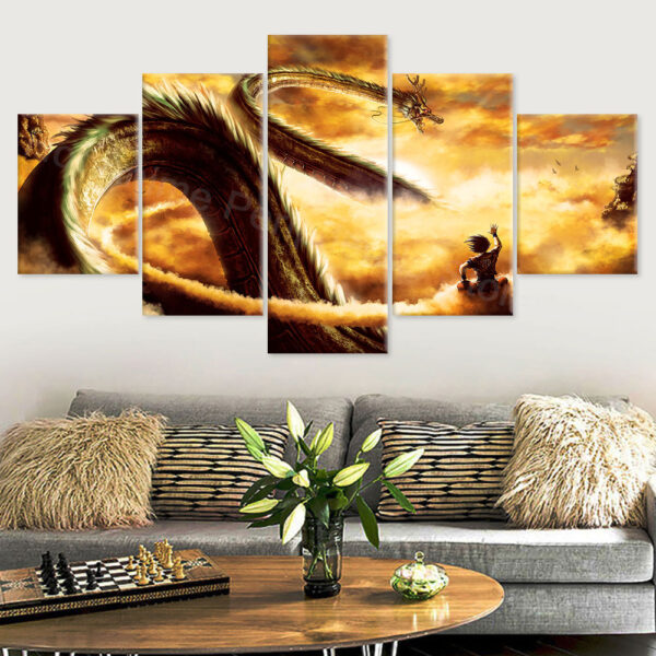 5 Panels Anime Dragon Ball One Piece Landscape Posters Peripherals Art Canvas Painting Cartoon Picture Decorate for Living Room WA07062341