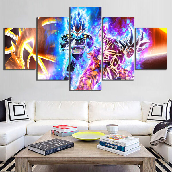 5 Panels Dragon Ball Anime Ultra Instinct Goku and Vegeta Pictures Canvas Wall Poster Home Living Room Deco Gift Mural Cudros WA07062008