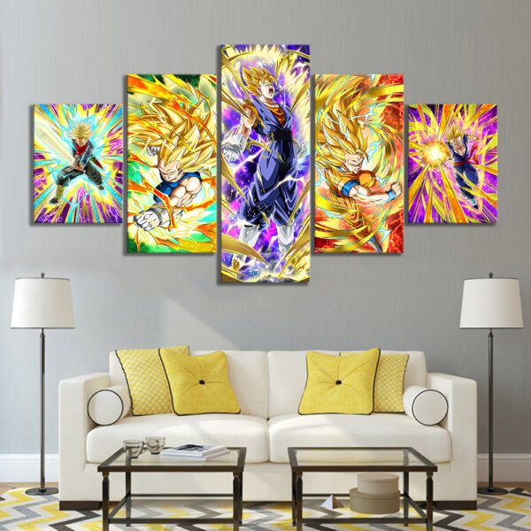 5 Pieces Anime Poster Dragon Ball Oil Painting Goku Canvas WA07062335