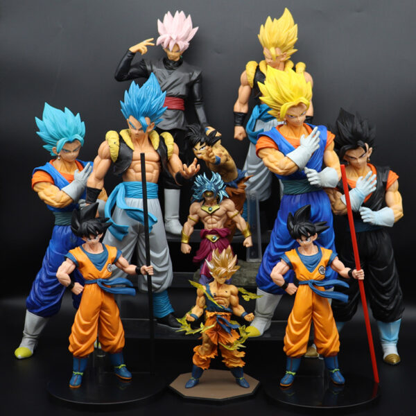 6pcs set Super Goku Vegeta God Saiyan Goku Dragon Model Dolls Anime Action Figure PO11062252