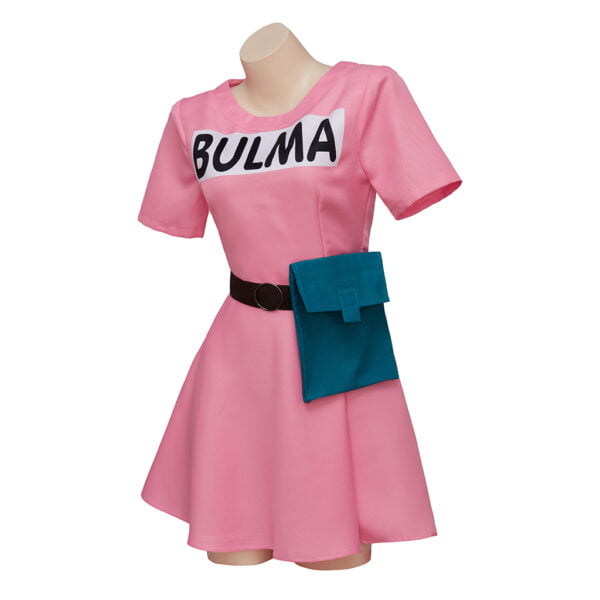 Anime Bulma Cosplay Costume Pink Dress with Scarf Belt CO07062498