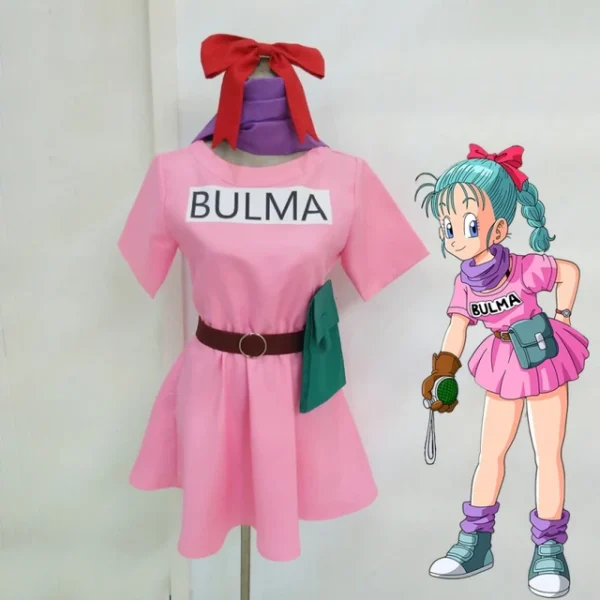 Anime Girl Bulma Cosplay Costume Pink Dress CO07062512