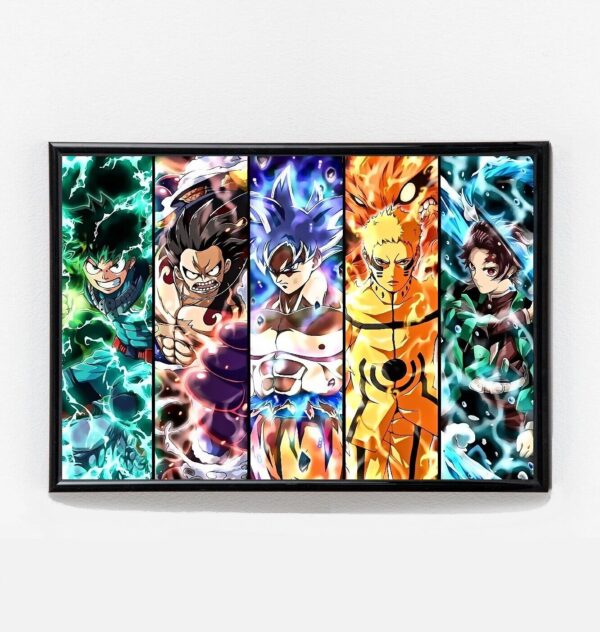 Anime Heroes Collage Art Print Izuku, Luffy, Naruto, Tanjiro Tribute PO11062150