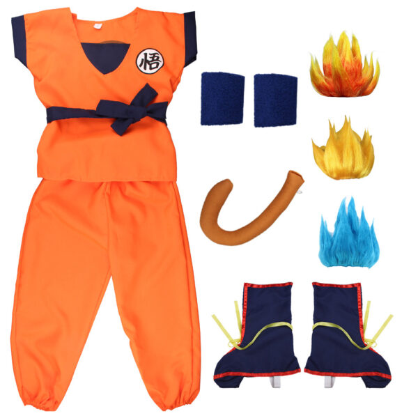Anime Son Goku Costume with Multicolour Wig for Children and Adults CO07062464