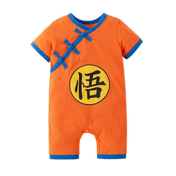 Baby Toddler Boys Anime Cartoon Short Sleeve Cotton Romper Asian Inspired Jumpsuit Halloween Onesie Outfit (Goku Orange) ON06062077