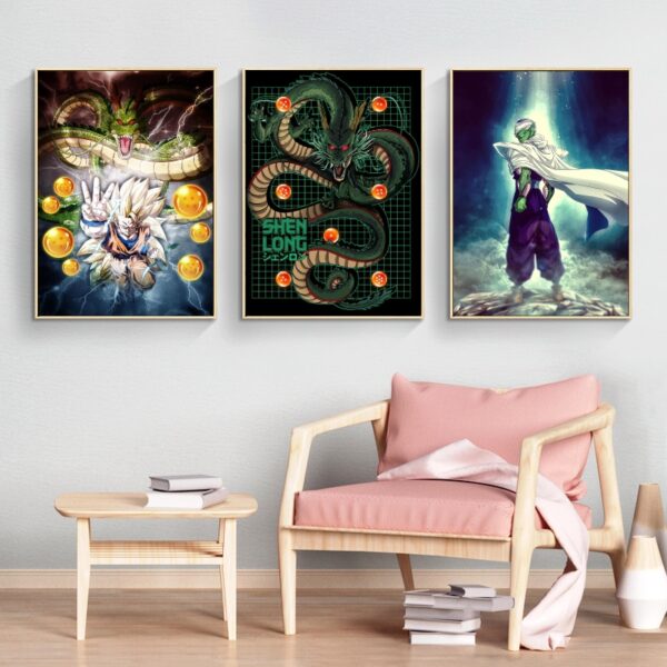 Canvas Painting Anime Poster Dragon Ball Goku Shenron Son Wall Art Stickers Suitable for Children Room Decoration Holiday Gifts WA07062350