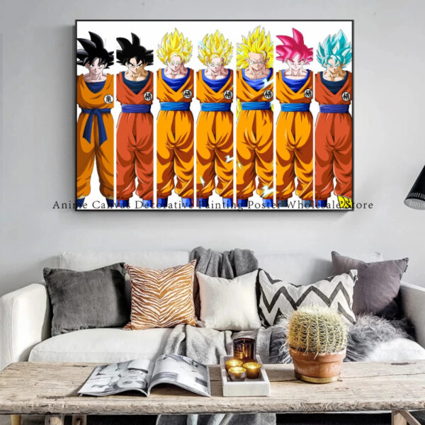 Canvas Painting Poster Hot blooded Anime Dragon Ball Z Super Saiyan 3 Vegeta IV Son Goku WA07062164