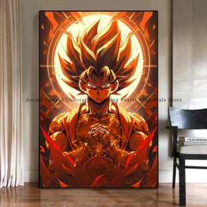 Classic Anime Dragon Ball Goku Vegeta HD Poster Dark, Cool Retro Canvas Painting Print Picture Cafe Bar Wall Art Decoration WA07062010