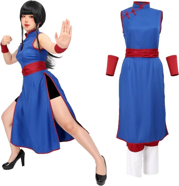 DAZCOS US Size Adult Anime Blue Cheongsam Dress Cosplay Costume (Large) CO07062076
