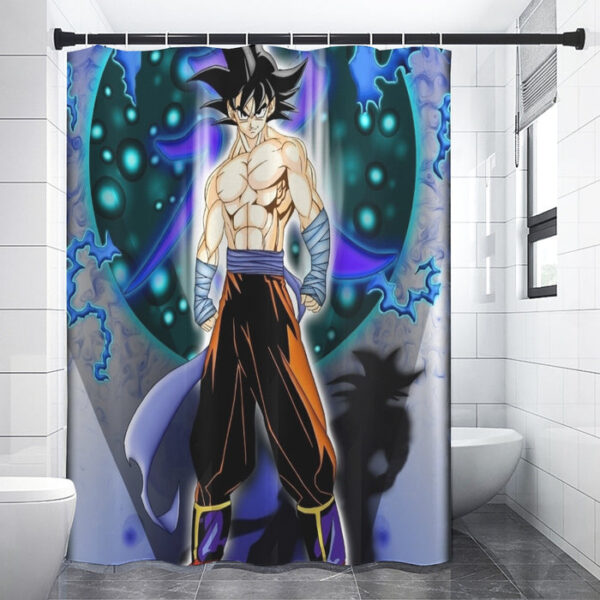 DBZ Goku Muscular Saiyan Vibrant Background Art Style Shower Curtain SC10062165
