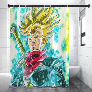 DBZ Trunks Super Saiyan Powerful Battle Ultimate Transformation Design Shower Curtain SC10062072