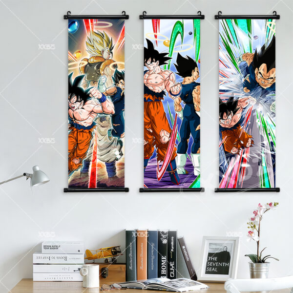 Dragon Ball DAIMA Home Decoration Son Goku Wall Art Raditz Hanging Painting Super Saiyan 4 Gogeta Scroll Picture Dabura Poster WA07062250