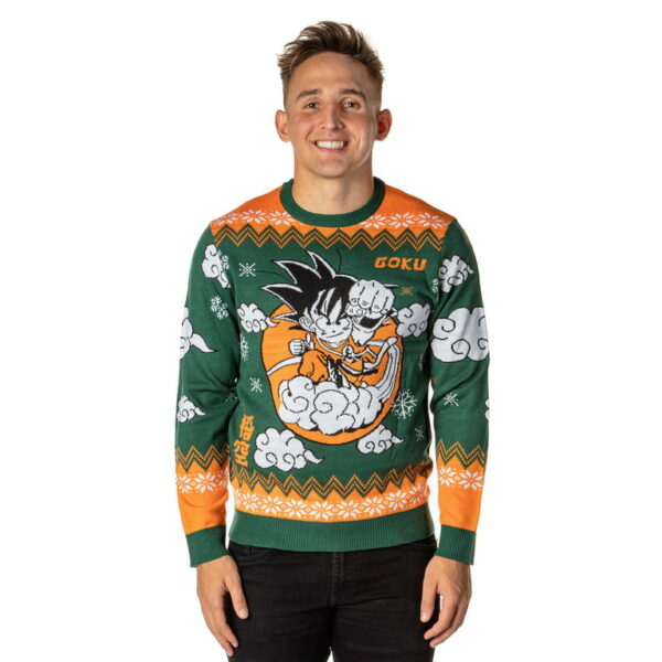 Dragon Ball Z Men s Kid Goku On Cloud Nimbus Ugly Christmas Sweater Knit Pullover SW11062488