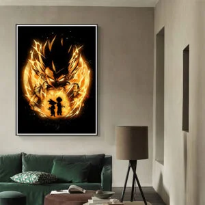 Dragon Ball Z Posters Anime Gold and Black Goku Vegeta Canvas Painting WA07062104