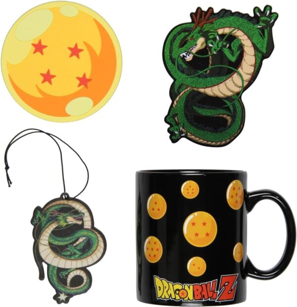 Dragon Ball Z Shenron 16oz Coffee Mug Gift Set with Coaster, Air Freshener, Auto Magnet MG06062101