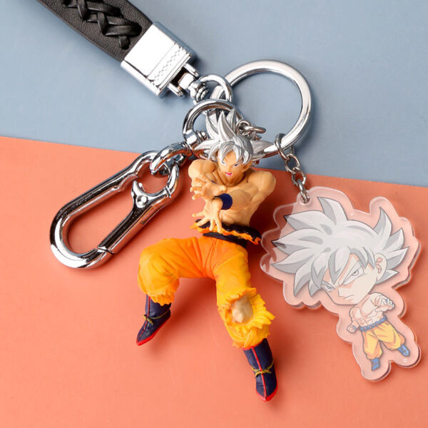 Dragon Ball silver hair Goku car keychain hanging ornament free to do creative anime gift cartoon school bag backpack pendant KC07062252