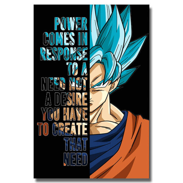 Goku Motivational Quotes Poster Anime Wall Art Picture Print ... WA07062024