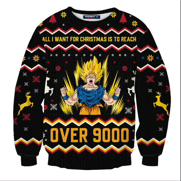 Goku Over 9000 Ugly Christmas Sweater Nouvette UG07062033