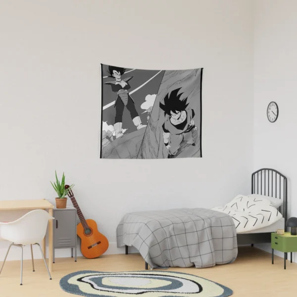 Goku vs Vegeta Black and White Clash Tapestry TA10062191