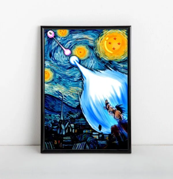 Goku vs Vegeta Framed Poster Starry Night Style PO11062102
