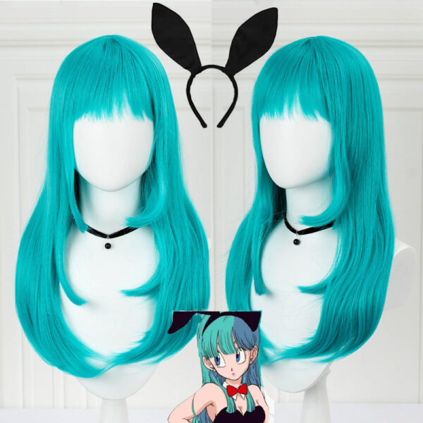 Green Curly Synthetic Bulma Cosplay Wig with Wig Cap CO07062502