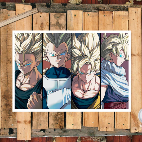 HD Cartoon Wall Picture Super Saiyan Goku Vegeta Gohan Trunks Anime Poster Canvas Painting PO11062263