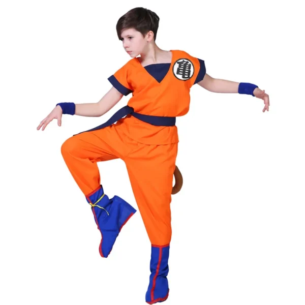 Holiday Suits Son Goku Carnival anime Cosplay Costumes Top Pant Belt Tail wrister Wig For Adult Kid CO07062396