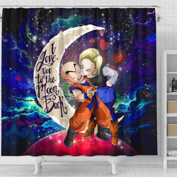Krillin And Android 18 Dragon Ball Love You To The Moon Shower Curtain SC10062135