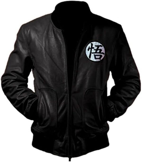 Men s Black Leather Bomber Jacket Inspired by Goku BO10062000