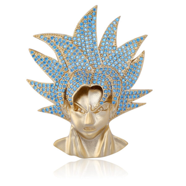 Men s HipHop Jewelry Super Saiyan Goku Blue Full Iced Out JE06062056