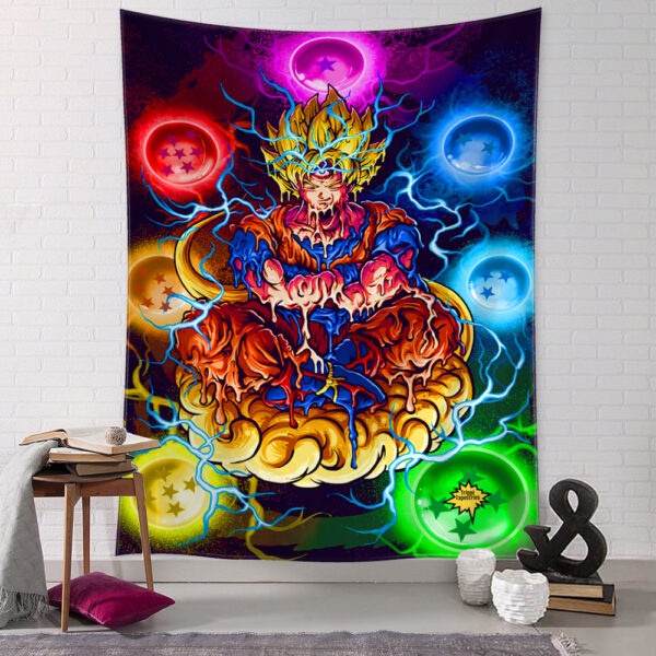 Psychedelic Meditation Girl Cartoon Witchcraft Tapestry TA10062074