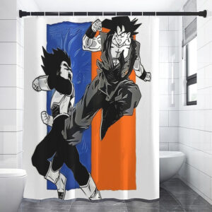 Red Goku And Blue Vegeta Fight Dragon Ball Z Shower Curtain SC10062103