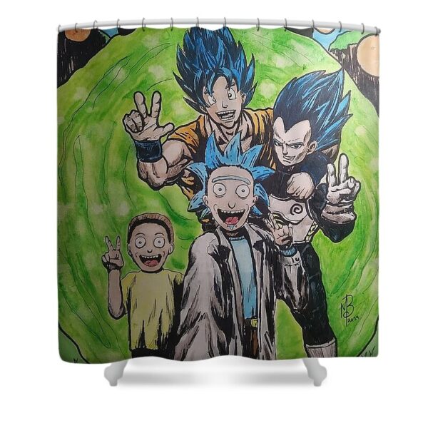 Rick and Morty meets Goku and Vegeta Shower Curtain SC10062106