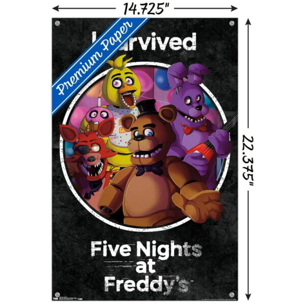 SurVived Wall Poster with Push Five Nights at Freddy s PO11062269