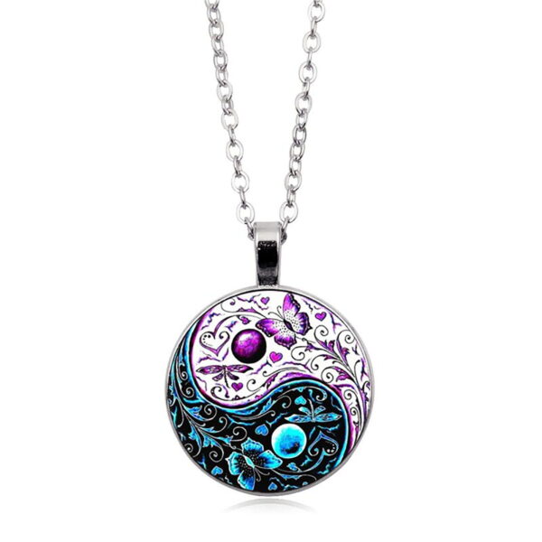 Tai Chi Pendant Unisex Necklace Chinese Style Jewelry Two tone Butterflies Pattern Sweater Necklace JE06062043