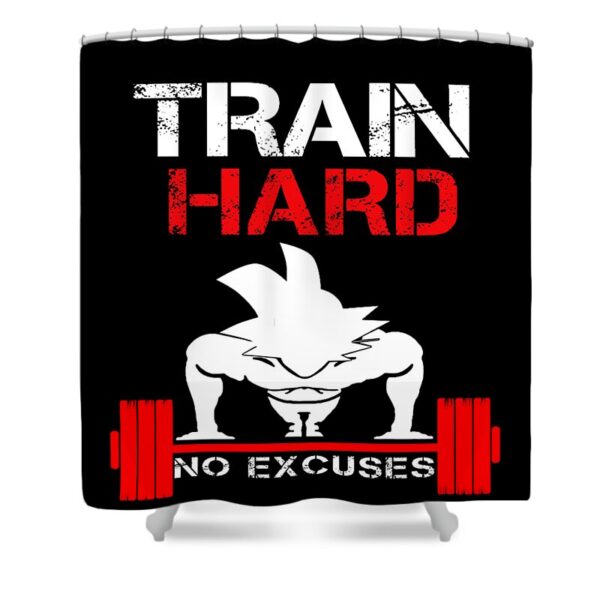 Train Hard No Excuses Goku Gym Shower Curtain by Regina SC10062101