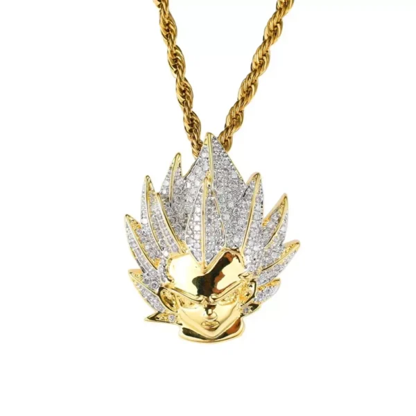 Vegeta CZ Pendant & Chain Necklace Iced Out Bling Shine JE06062061