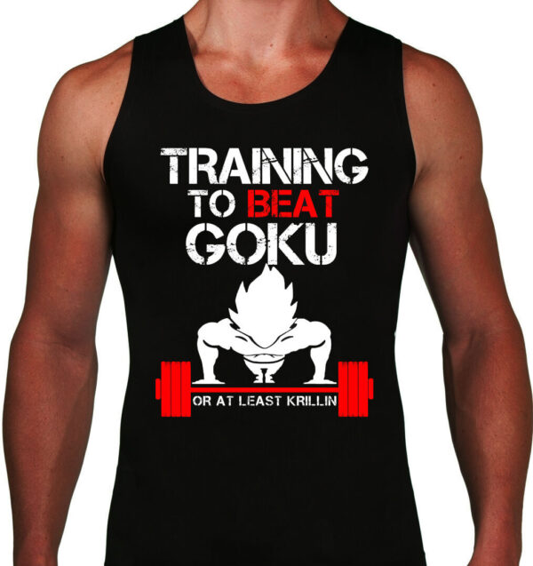 🔥 Training to Beat Goku or at least Krillin Sleeveless Men s Top Workout Gym DBZ fans TT07062271