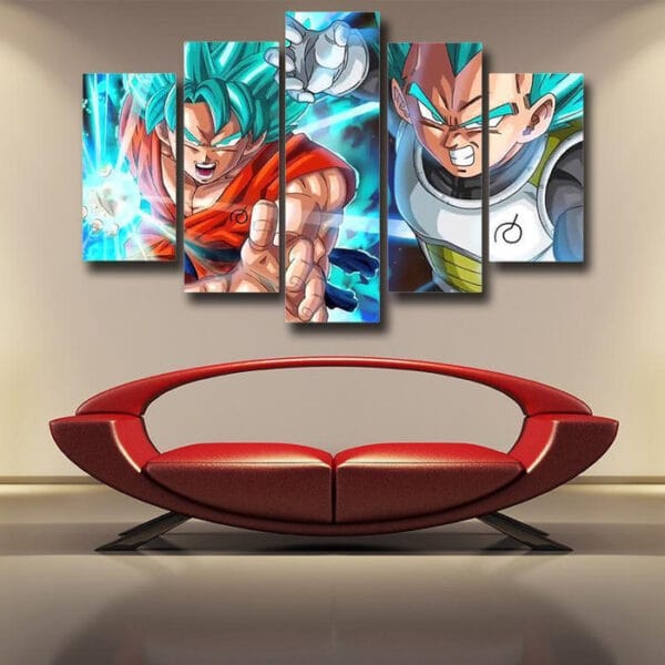 Resurrection F Goku Vegeta Ki Blast Fighting 5pc Decor Wall Art